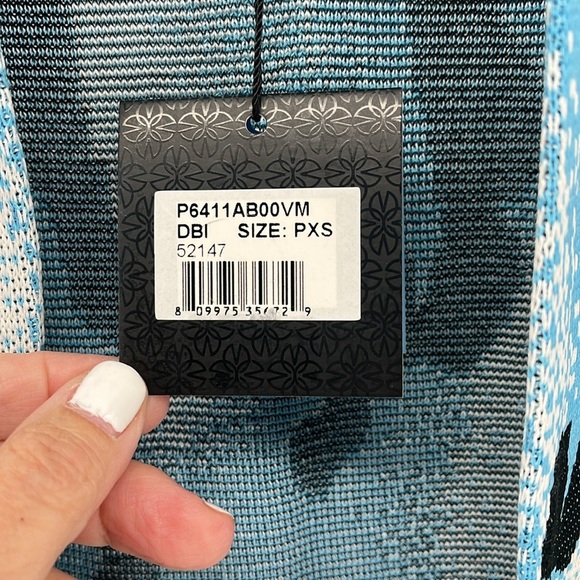 NEW MING WANG Blue and Black Abstract Knit Blazer Tailored Fit Size Petite XS - Picture 11 of 14